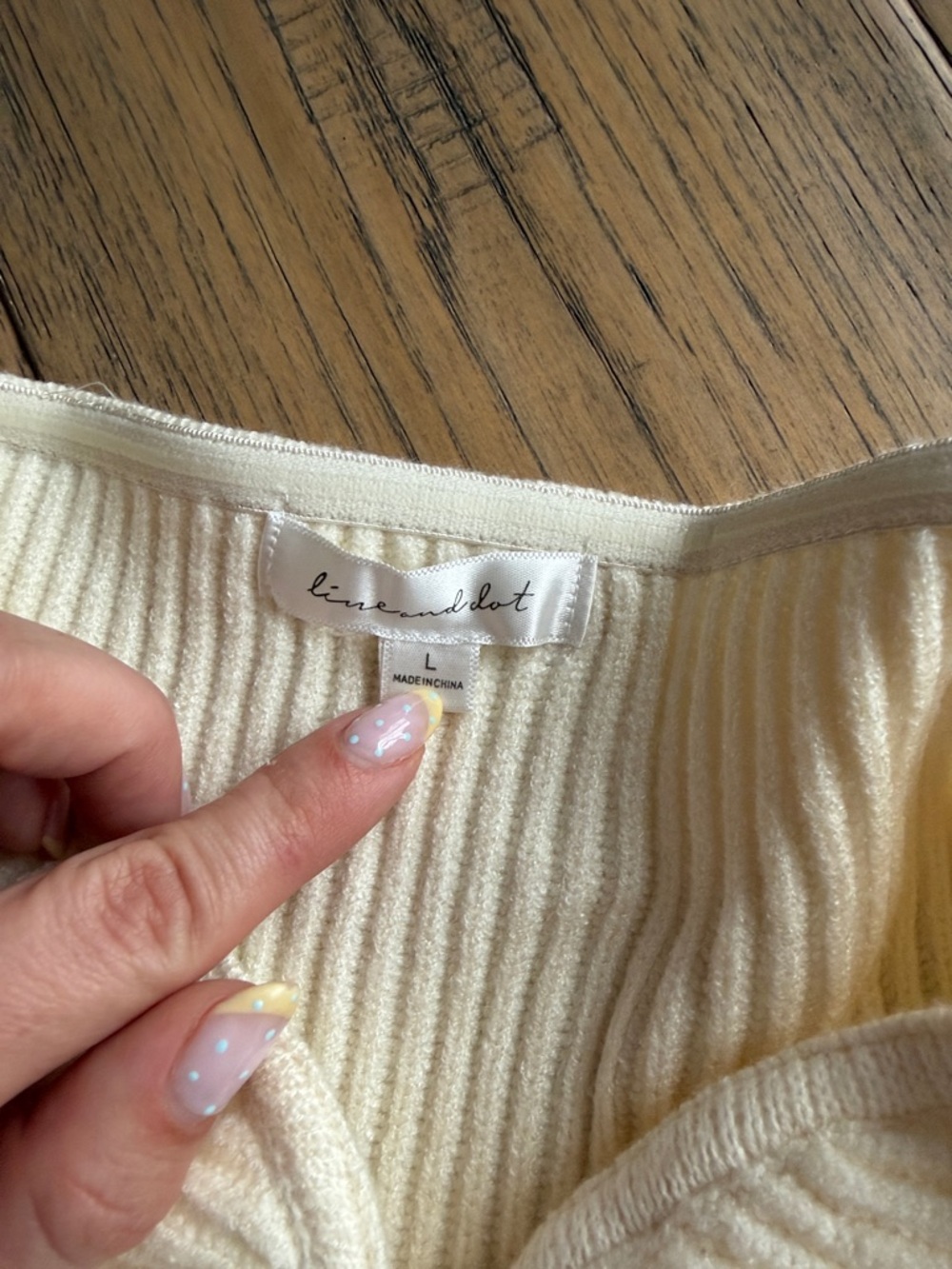 Line & Dot Off-White Strapless Ribbed Peplum Camisole - Picture 7 of 8